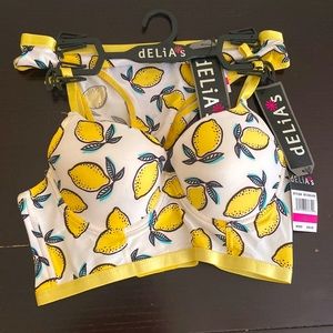 dELIA’S Bra & Panty Set With Yellow Lemon Design